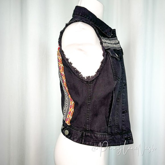 H&M Coachella Denim Embroidered Boho Vest Waistcoat - Picture 6 of 10